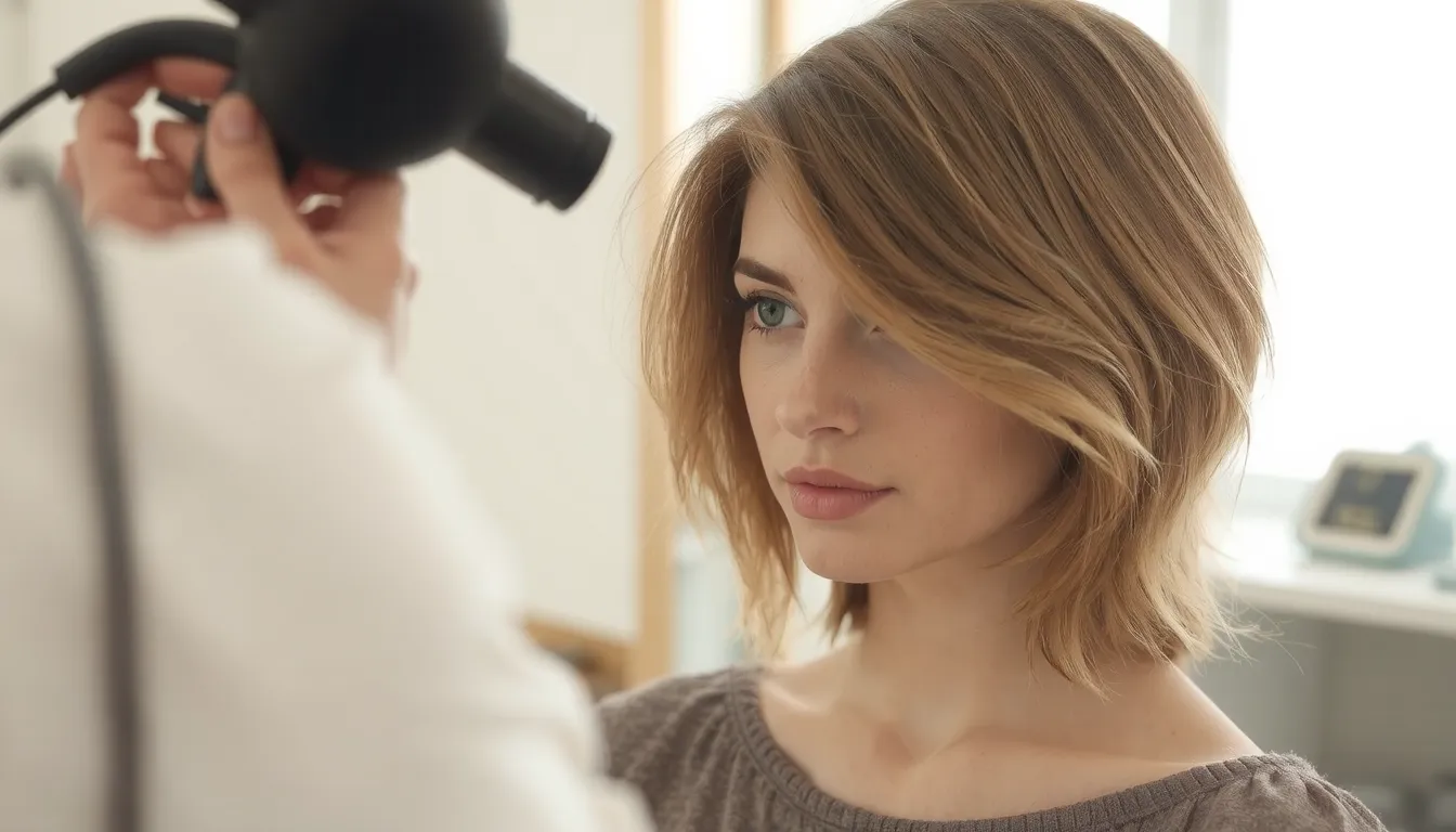coiffure sur le coté cheveux mi long