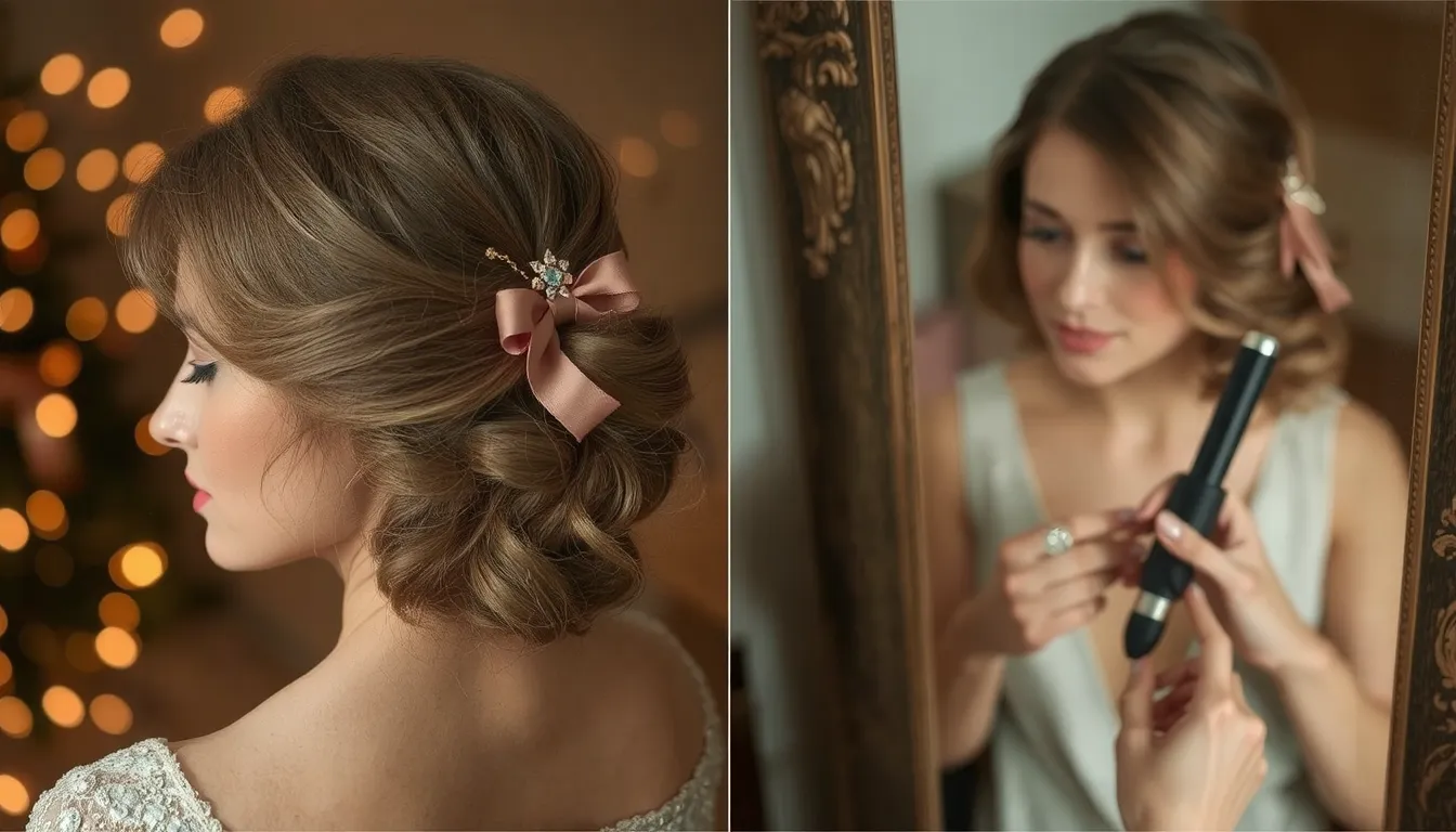 coiffure nouvel an cheveux mi long